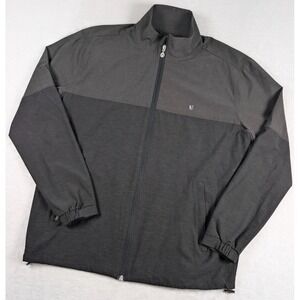 Linksoul Full Zip Windbreaker Mens Medium Gray Black‎ Colorblock Golf Jacket